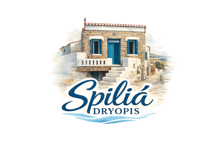 Vårt hus "Spiliá dryopis" på Kythnos Dryopida stiliserad